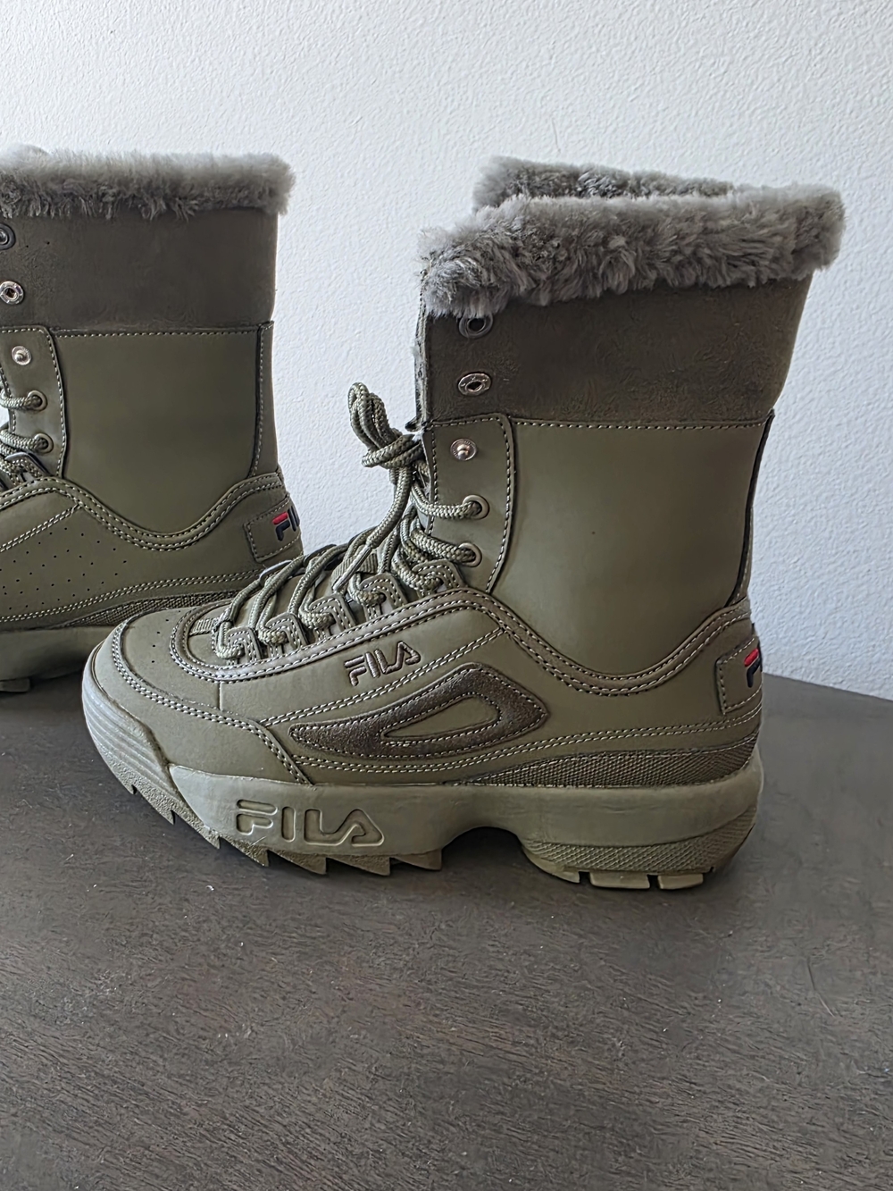 FILA Women's Olive Green Fur-Lined Winter Boots - Picture 3 of 8